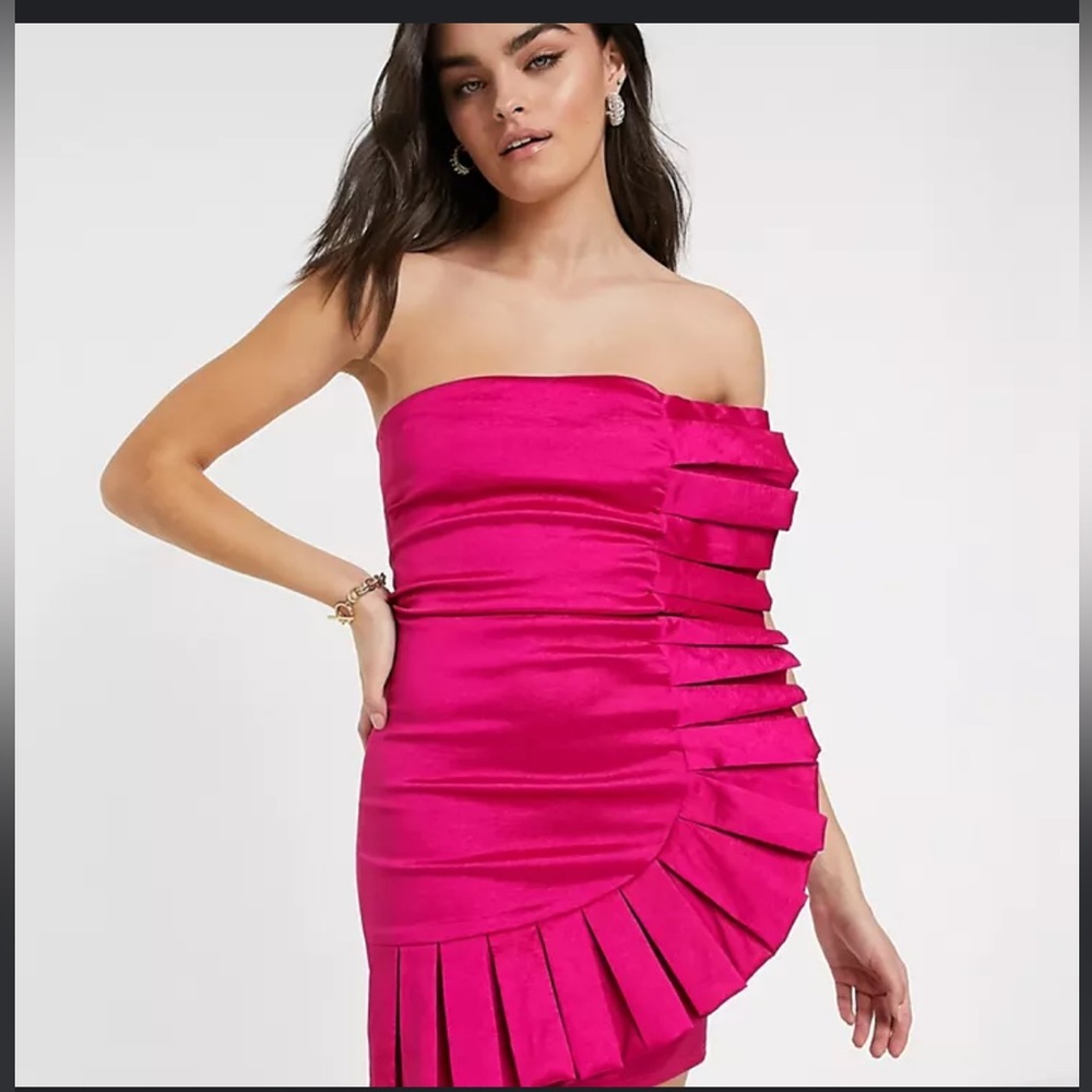 ASOS Club L Beach Collection Pink Ruffle Cocktail